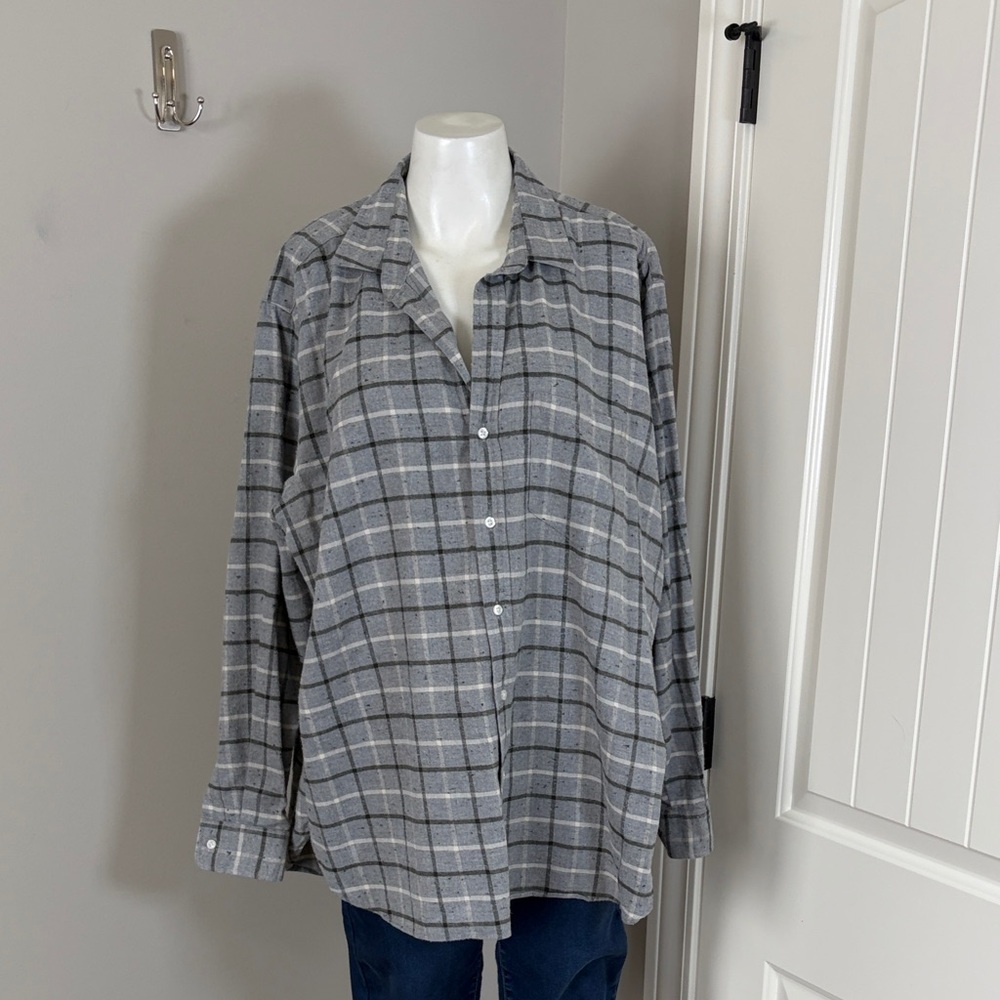 Frank and Eileen Joedy Flannel Grey Plaid Shirt Button Down Top Womens Sz XL - Picture 2 of 12